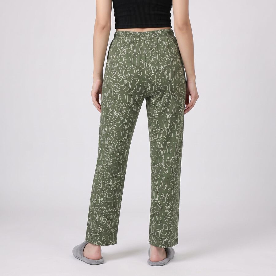 Women's Olive Green Straight Fit Abstract Printed Pyjama, Olive, large