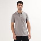 Men's Light Grey Polo Neck Casual T-Shirt, Light Grey, small