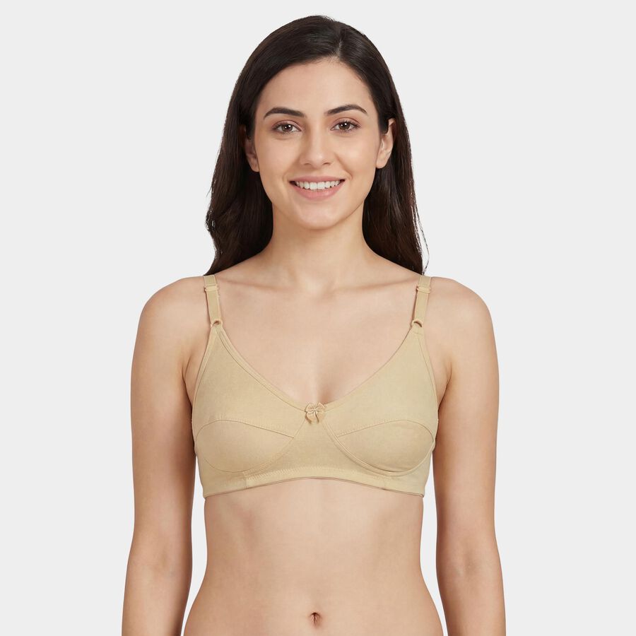 Women's Beige Cotton Non-Padded Wire-Free Everyday Bra, Beige, large
