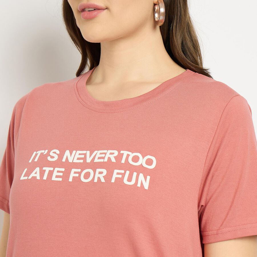 Ladies' Round Neck T-Shirt, हल्का गुलाबी, large image number null