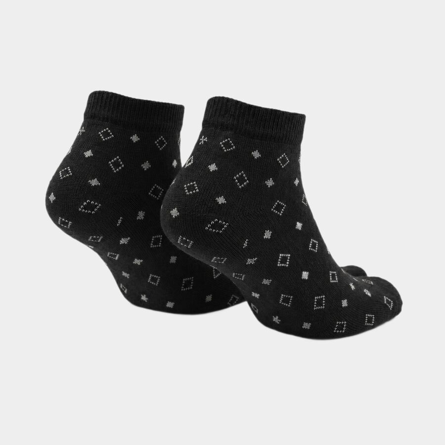 Women's Black Regular Fit Geometric Pattern Pack of 1 Socks, काला, large