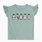 Girls Light Sage Green Cotton Round Neck Casual T-Shirt, हल्का ग्रे, small