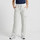 Women's Ecru Melange Straight Fit Cargo Track Pants, Ecru Melange, small