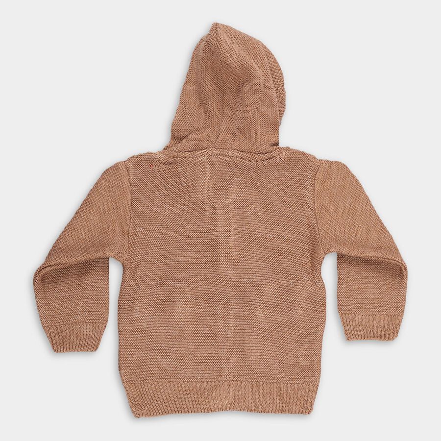 Infants Warm Chestnut Brown Hooded Casual Pullover, भूरा, large image number null