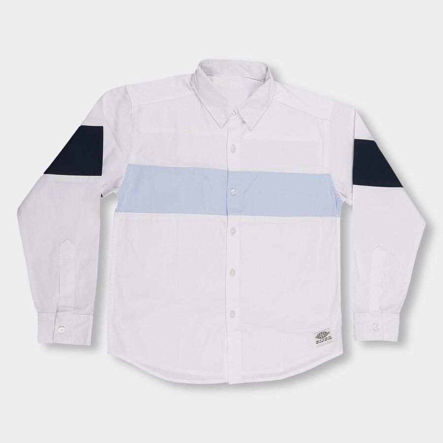Boys Rich Eggshell White Full Sleeve Classic Casual Shirt, White, large image number null