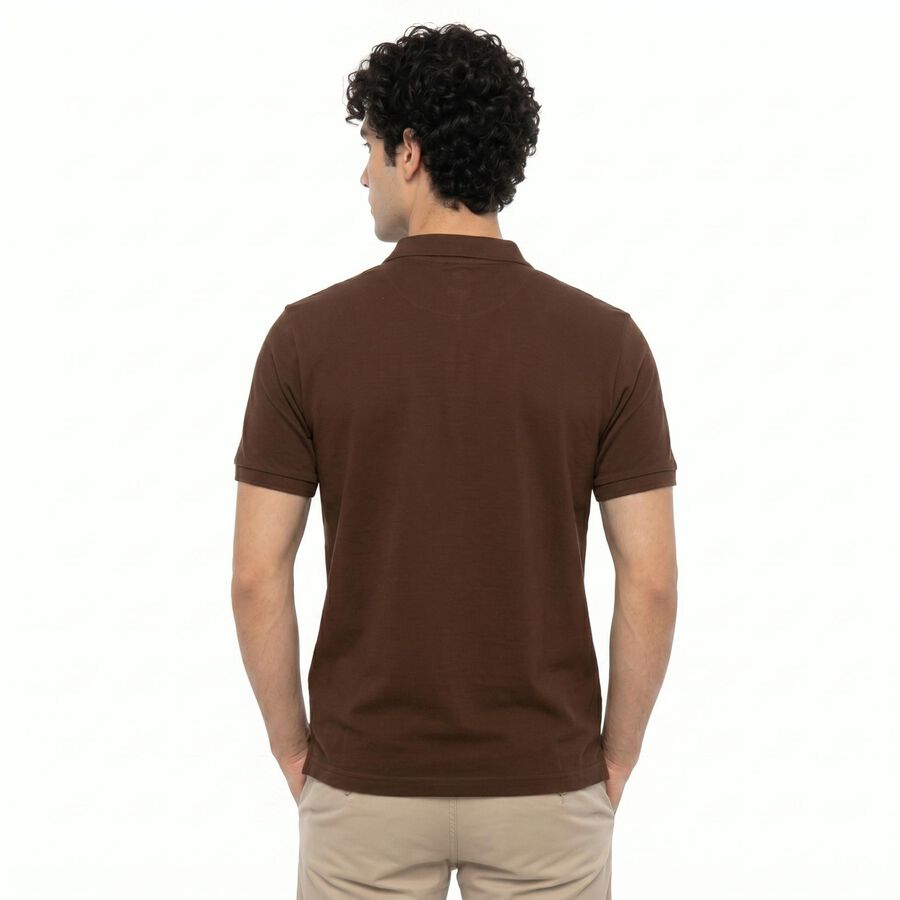 Men's Brown Cotton Polo Neck Polo T-Shirt, Brown, large