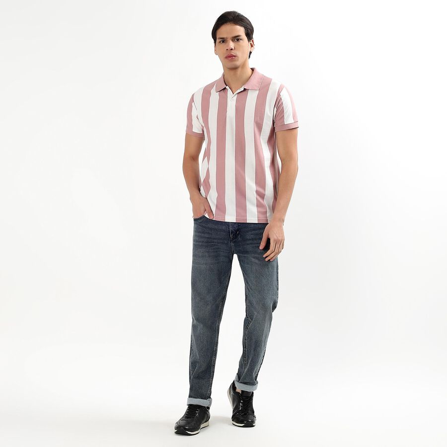 Men's Collared Half Sleeves T-Shirt, Pink, large image number null