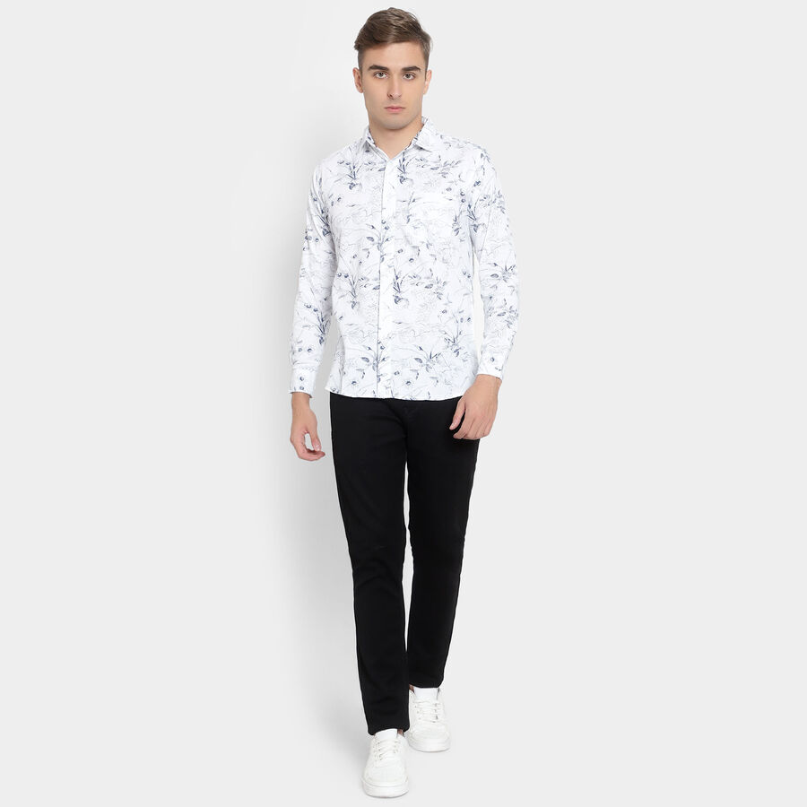 100% Cotton Printed Casual Shirt, White, large image number null