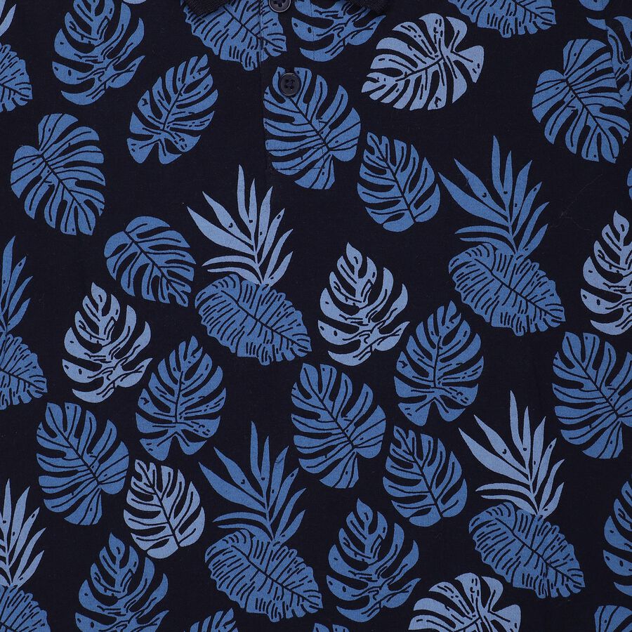 Boys Navy Blue Cotton Round Neck Casual T-Shirt, Navy Blue, large