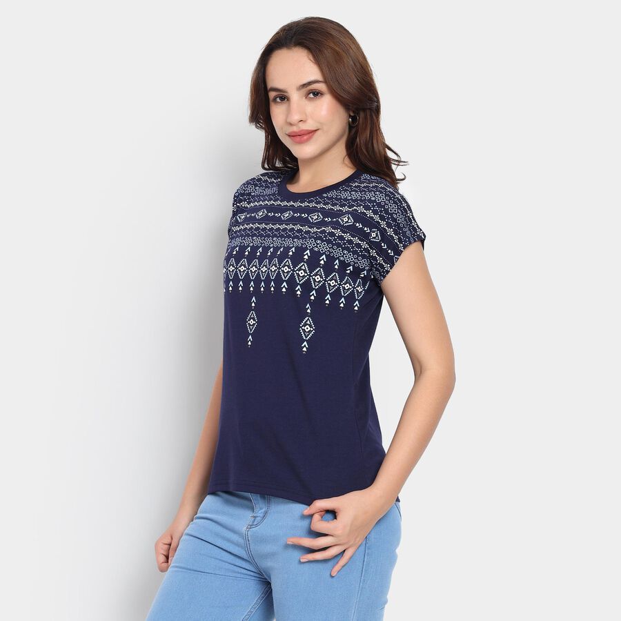 Ladies' Round Neck T-Shirt, Navy Blue, large image number null