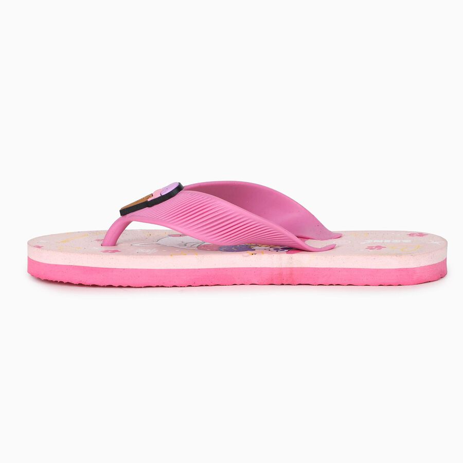 Kids Pink Character Print Flip-Flop Slippers, गुलाबी, large