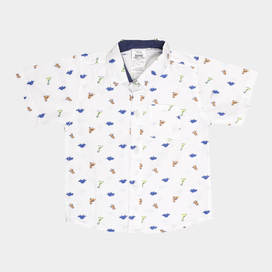Infants Cotton Printed Shirt, White, large image number null