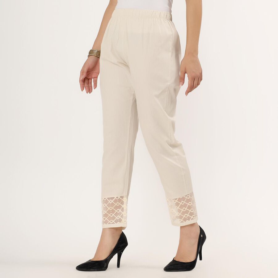 Ladies' 100% Cotton Palazzos , Off White, large image number null