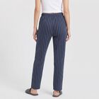 Women's Navy Blue Straight Fit Striped Lounge Pyjama, Navy Blue, small