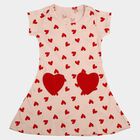 Girls' Light Pink Fit and Flare Casual Frock, Light Pink, small