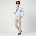 Men's Beige Slim Fit Textured Chino Trousers, गहरा पीला, small