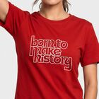 Women's Red Round Neck Regular T-Shirt, Red, small
