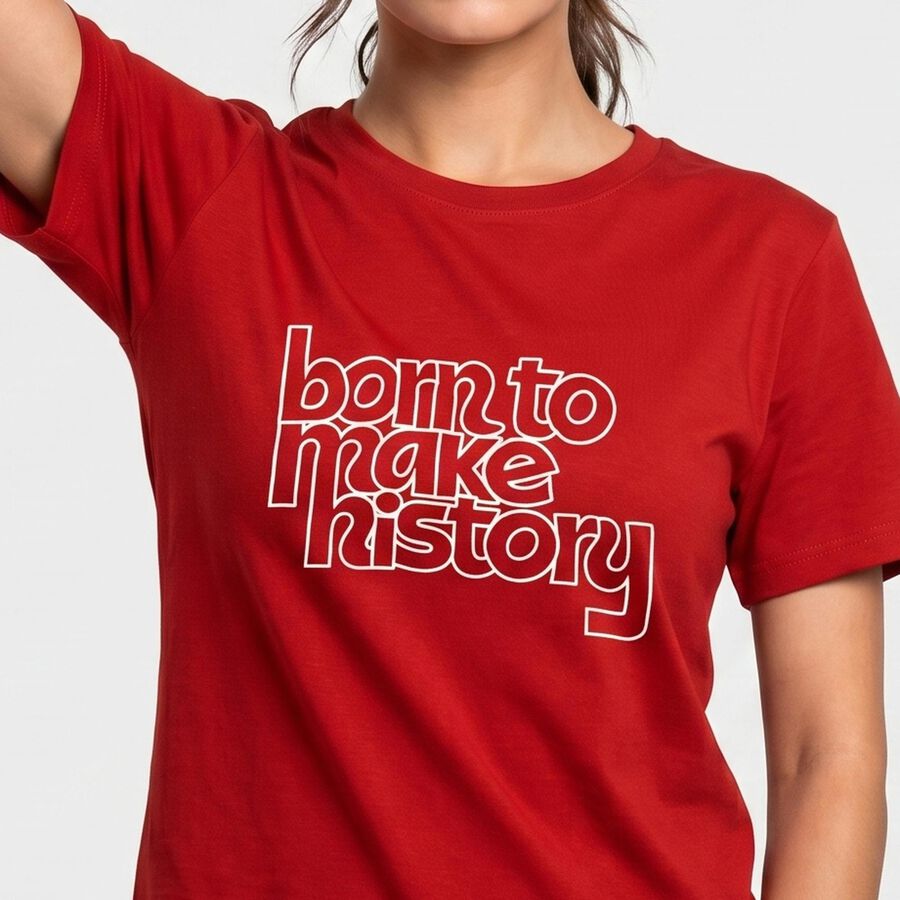 Women's Red Round Neck Regular T-Shirt, Red, large