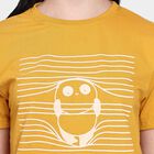 Ladies'  Stripes Round Neck T-Shirt, Mustard, small