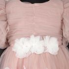 Girls' Soft Pink Layered Floral Party Frock, Pink, small image number null