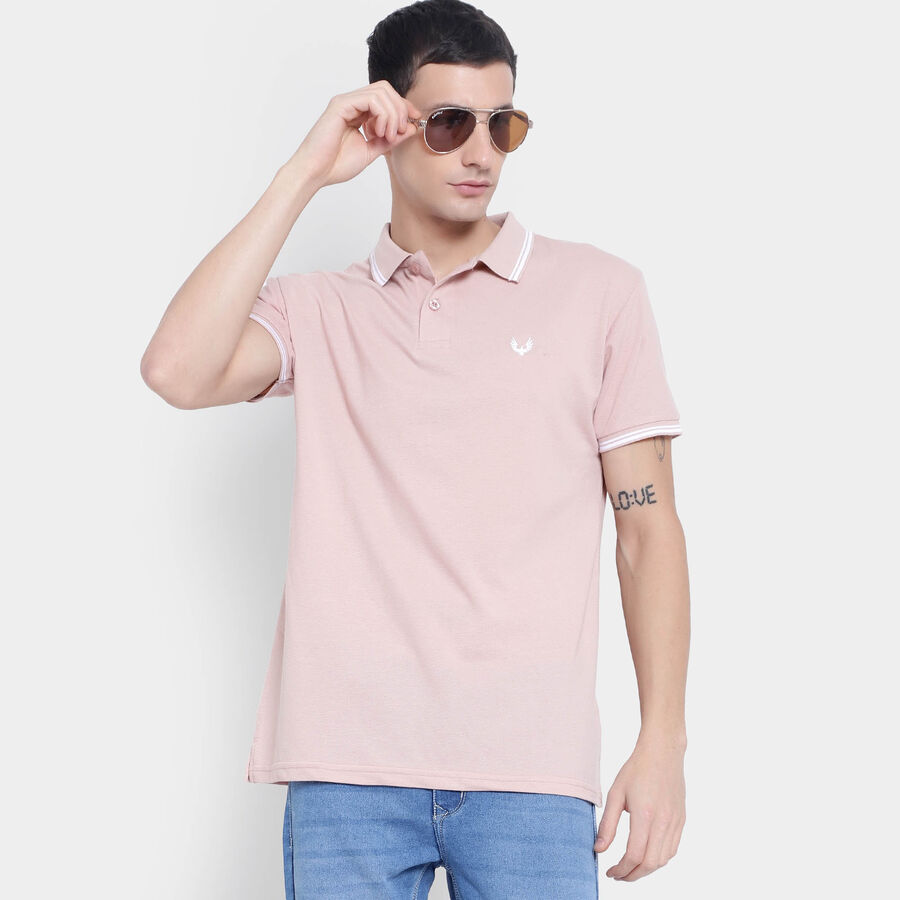 Solid Polo Shirt, गुलाबी, large image number null