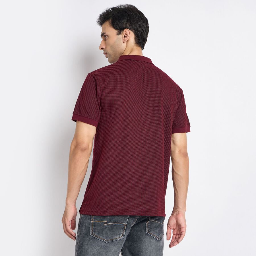 Men's Collared Half Sleeves T-Shirt, Wine, large image number null