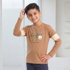 Boys Brown Round Neck Regular Boys T-Shirt, Brown, small