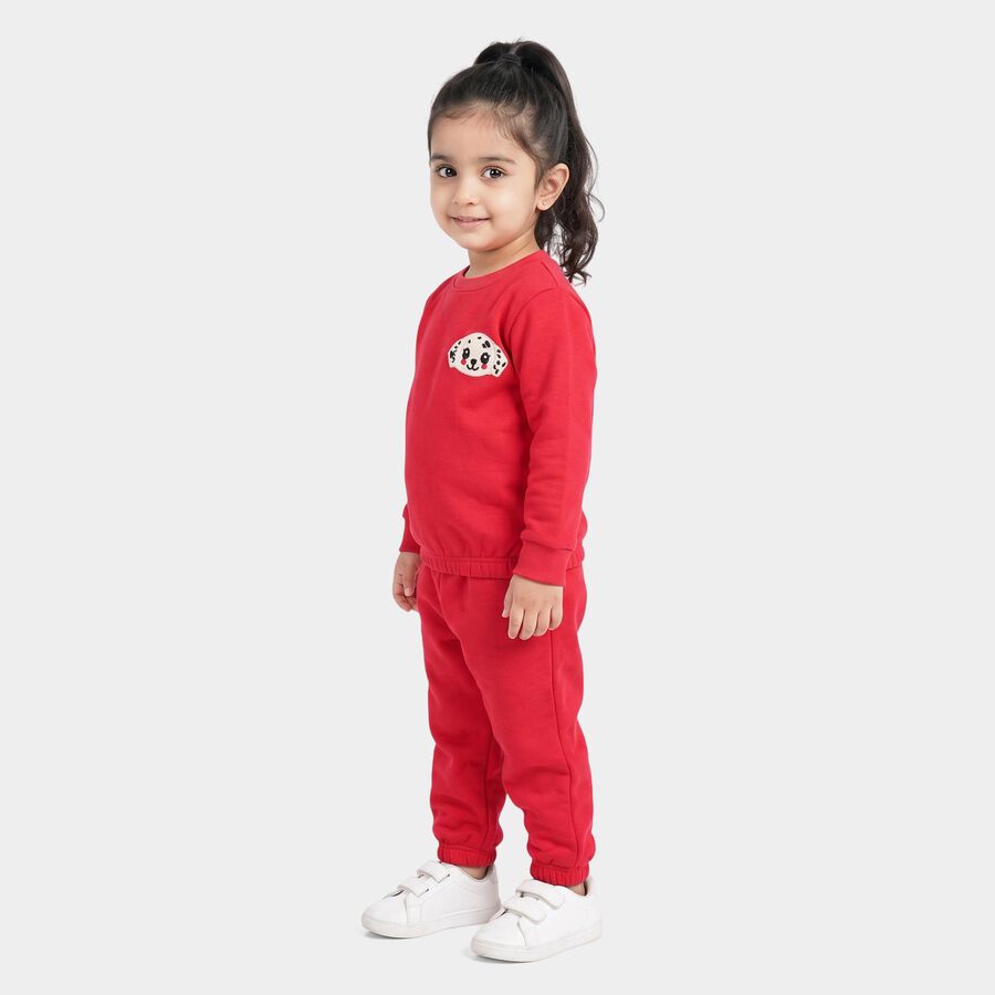 Girls Fuchsia Round Neck Lounge Hipster Set, रानी (फ्यूशिया), large