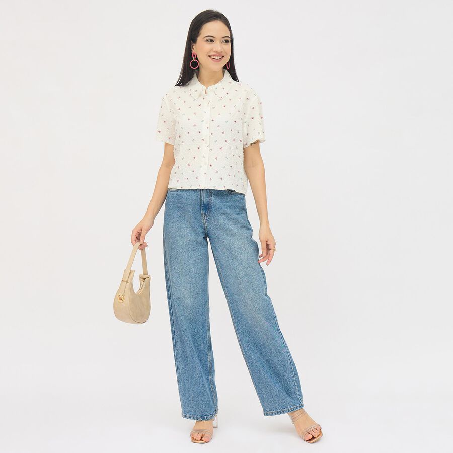 Ladies' Eggshell White Classic Casual Shirt, White, large image number null