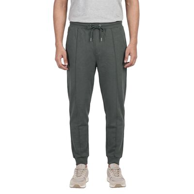 Men's Green Regular Fit Cuffed Track Pants