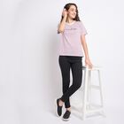Ladies'  Stripes Round Neck T-Shirt, Purple, small image number null