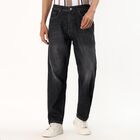 Men's Charcoal Black Straight Fit Stone-Wash Jeans, Dark Grey, small image number null