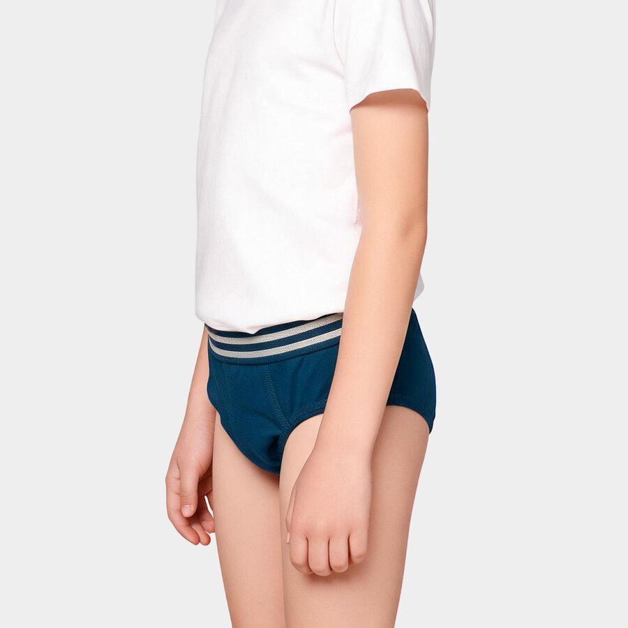 Boys Navy Blue Regular Fit Solid Briefs, Teal Blue, large
