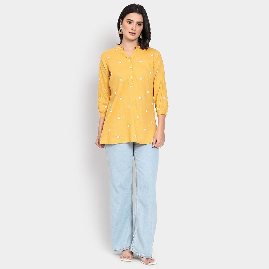 Ladies' 100% Cotton Kurti, पीला, large image number null