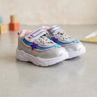 Girls' Silver Velcro Strap Sneakers, सिल्वर, small