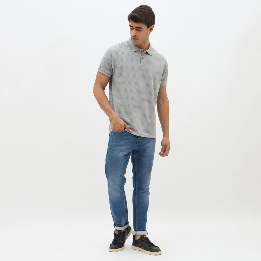 Men's Light Grey Polo Collar Casual T-Shirt, हल्का ग्रे, large image number null