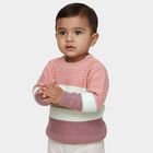 Infants Pastel Pink Crew Neck Striped Pullover, गुलाबी, small image number null