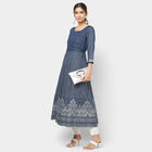 3/4Th Sleeves Flared Kurta, Navy Blue, small image number null