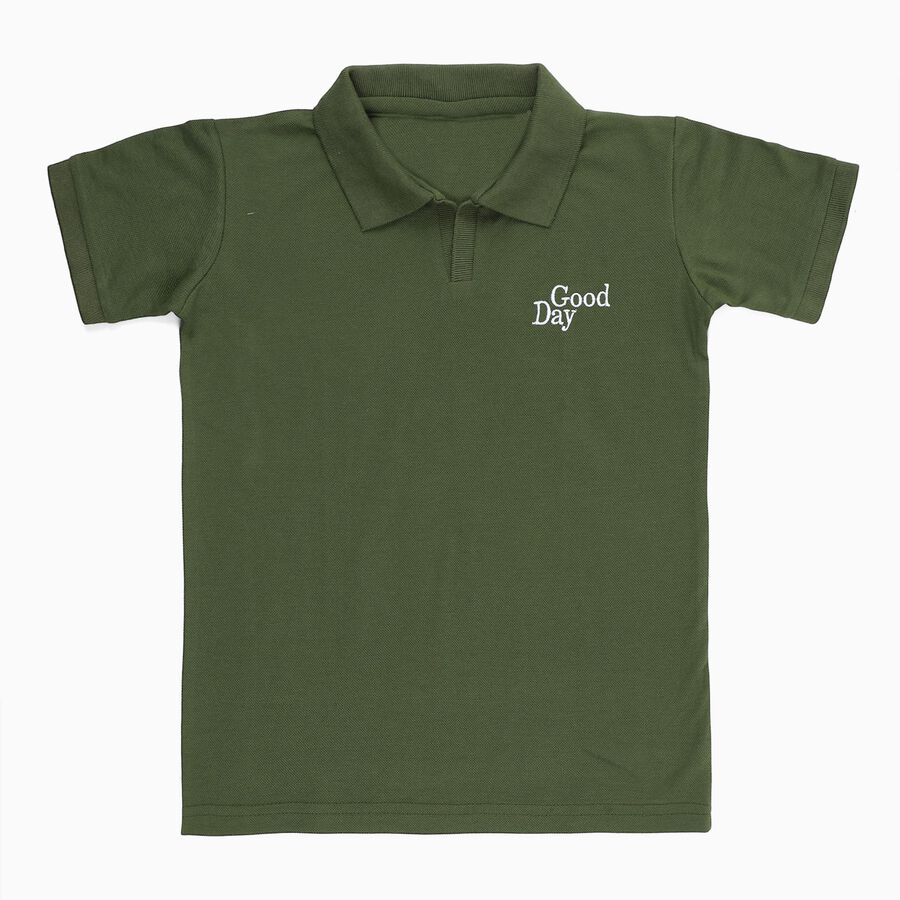Boys' Half Sleeves T-Shirt, Olive, large image number null
