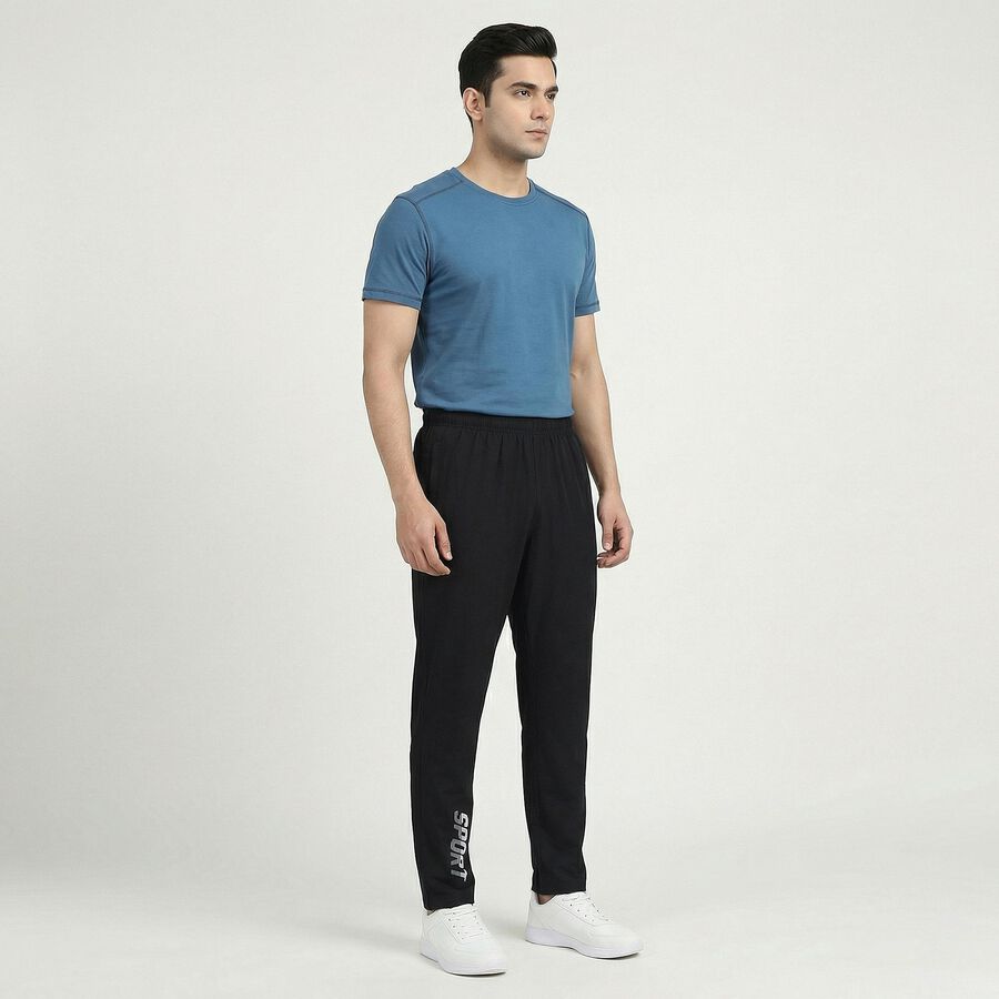 Men's Black Regular Fit Track Pants, Black, large