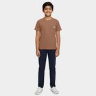 Boys' Brown Round Neck Graphic Printed T-Shirt, Brown, small