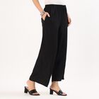 Women's Minimalist Viscose Wide-Leg Palazzos, Black, small