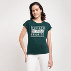 Cotton Round Neck T-Shirt, गहरा हरा, small image number null