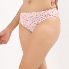 Women's Light Pink Regular Fit Floral Bikini Panty, Peach, small