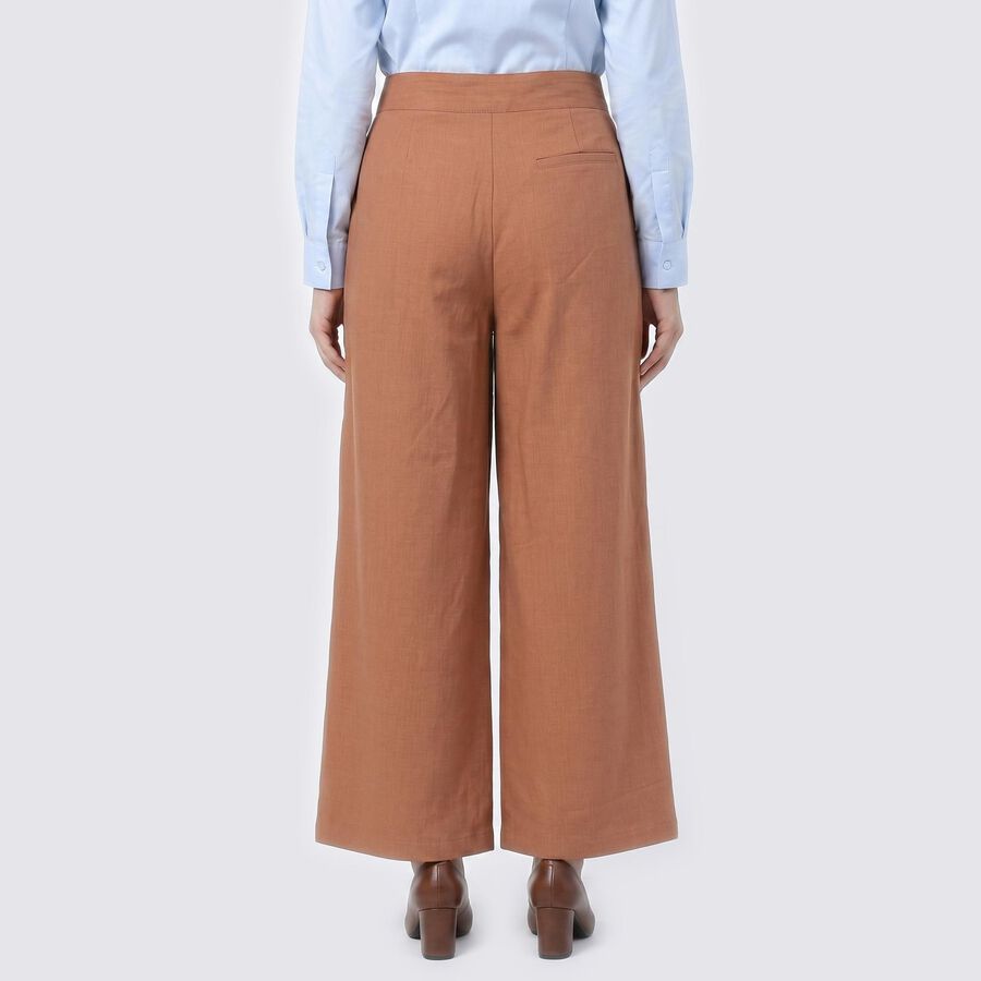 Women's Rust Wide Leg Pleated Trousers, Rust, large