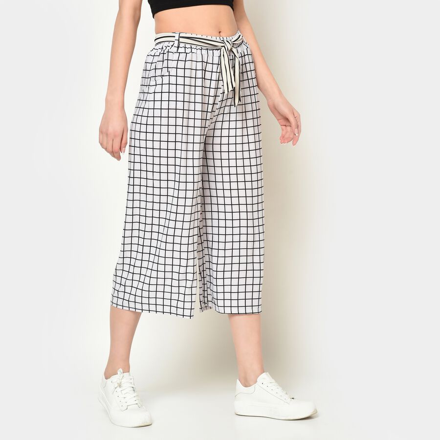 Checks Culottes Fit High Rise Trousers, Black, large image number null