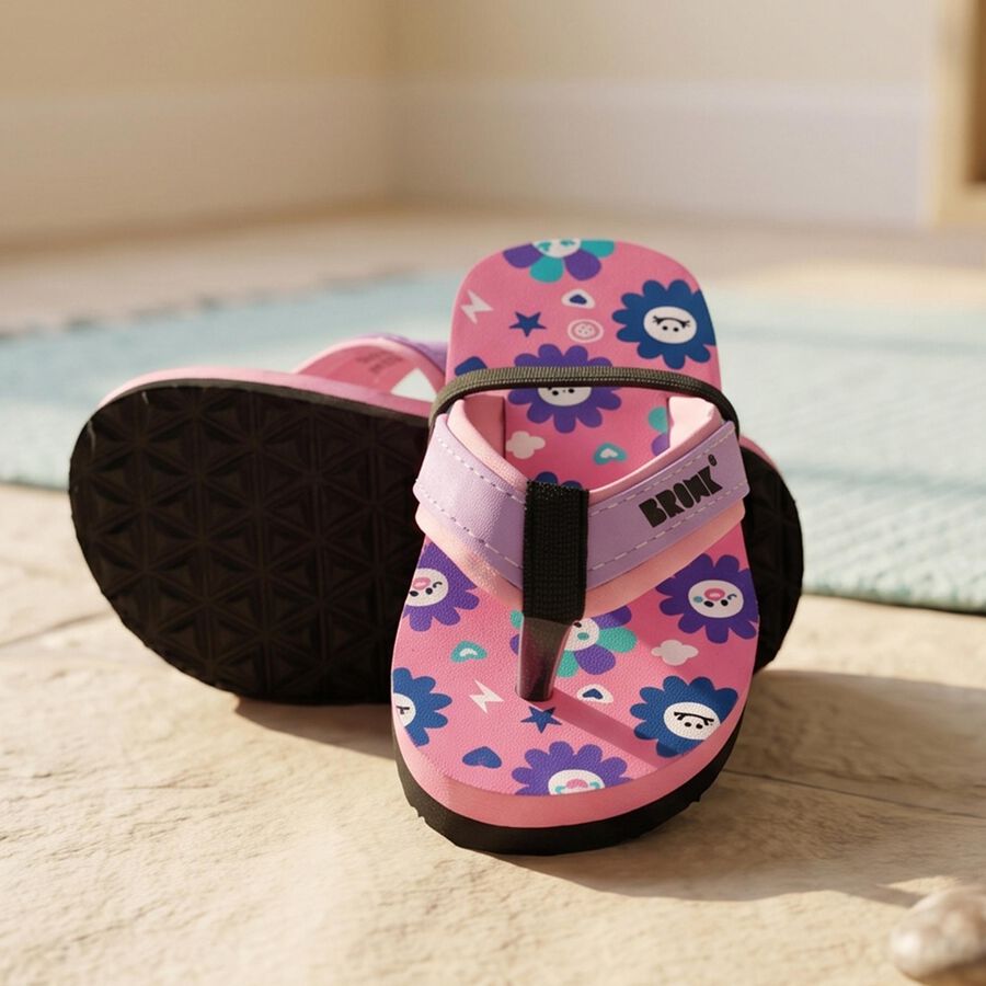 Girls Pink Flip-Flops Slippers, गुलाबी, large