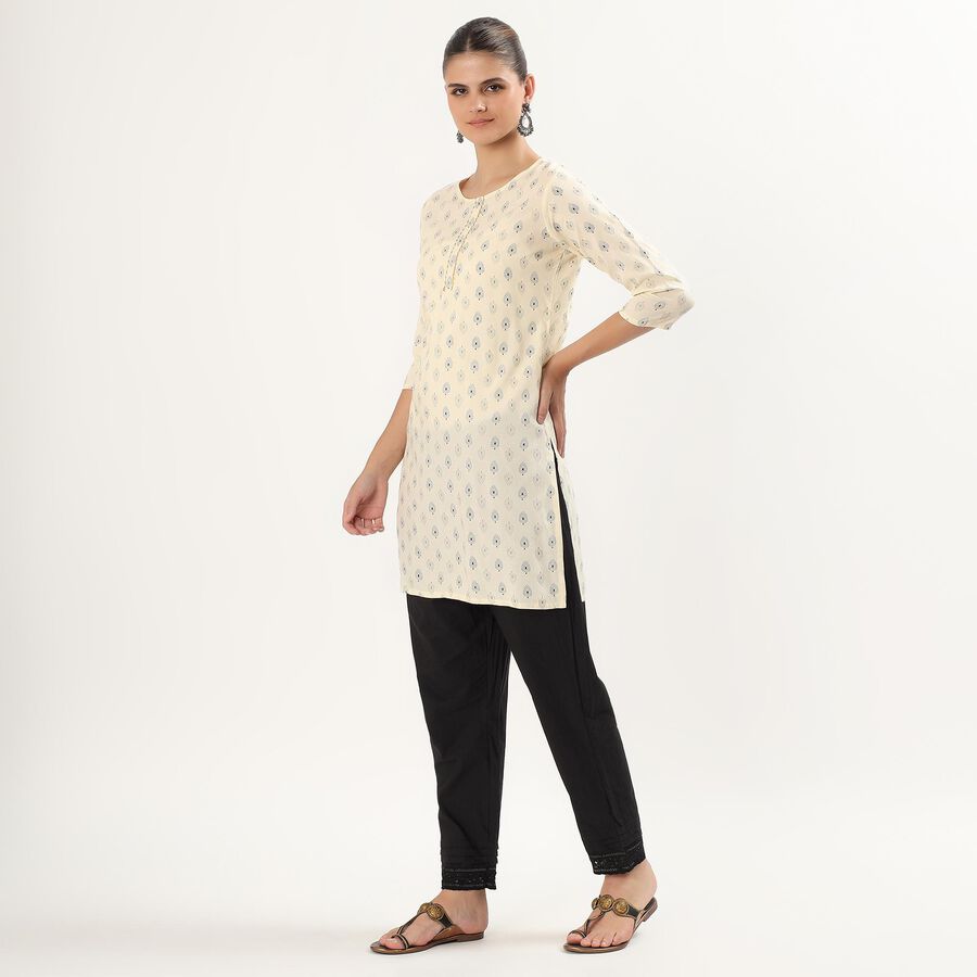 Women's Eggshell White Round Neck Printed Kurta, ऑफ व्हाइट, large image number null