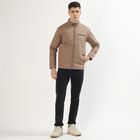 Men's Muted Beige High Neck Casual Jacket, Beige, small image number null