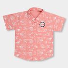 Kids Light Coral Pink Cotton Regular Collar Short Sleeve Shirt, Coral, small image number null